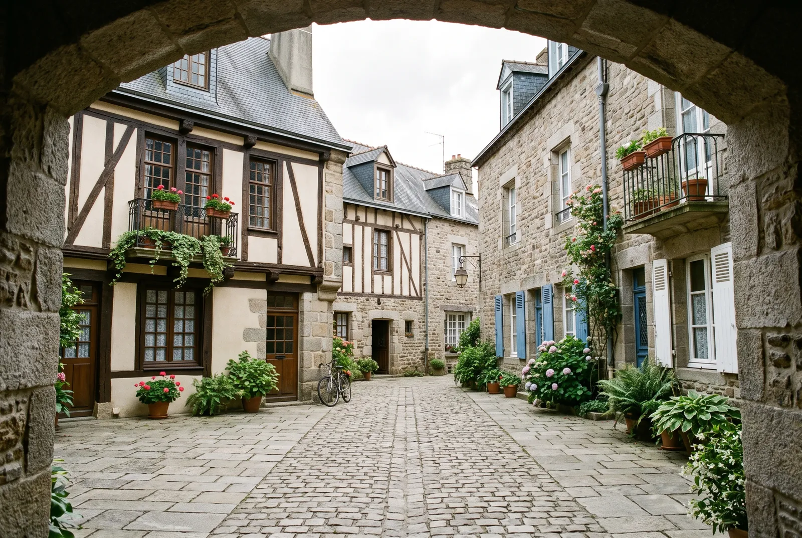 Cour intérieure d'un immeuble à Vannes
